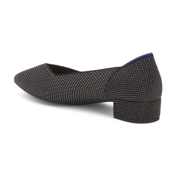 NEW ROTHY'S The High Point Comfort Heeled Sandal Shoes Slip On Herringbone Black - Picture 2 of 10